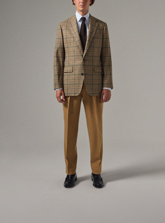 Veste Tweed Prince de Galles Beige Vert
