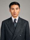 Costume Croisé Flanelle Gris