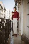 Pull Bordeaux Col Polo