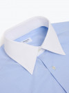 Chemise Popeline Carreaux Bleu Col Blanc