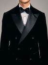 Veste Smoking Croisé Velours Noir