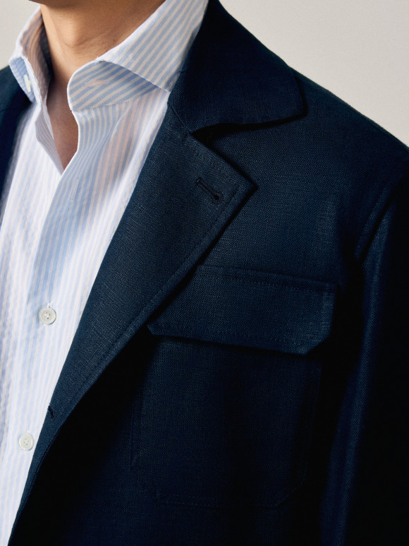 Veste Saharienne Lin Marine