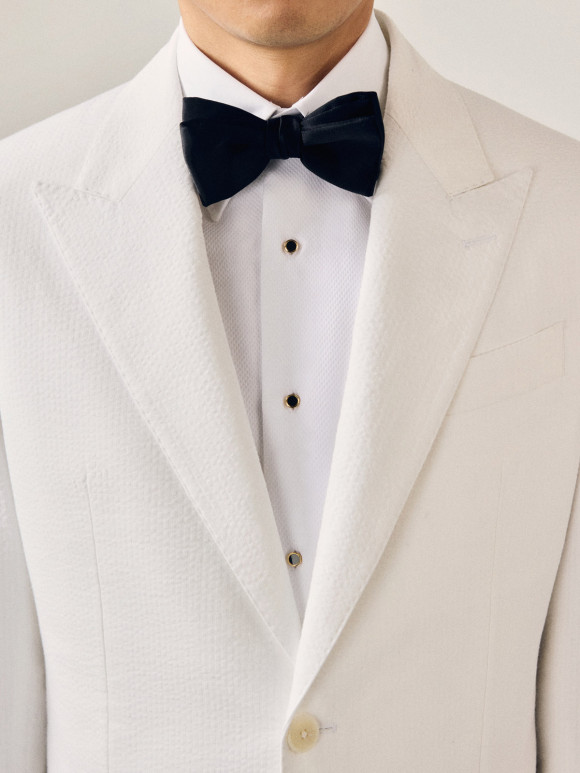 Veste Smoking Seersucker Blanc