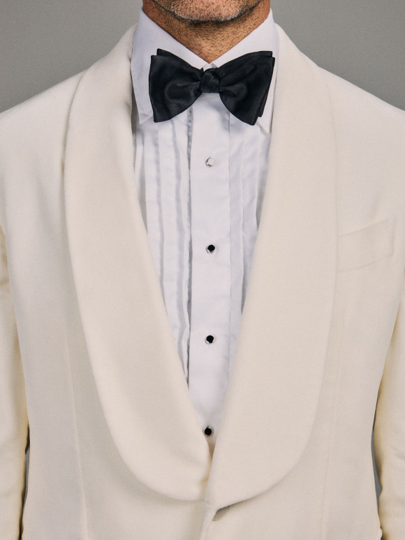 Veste Smoking Velours Ecru