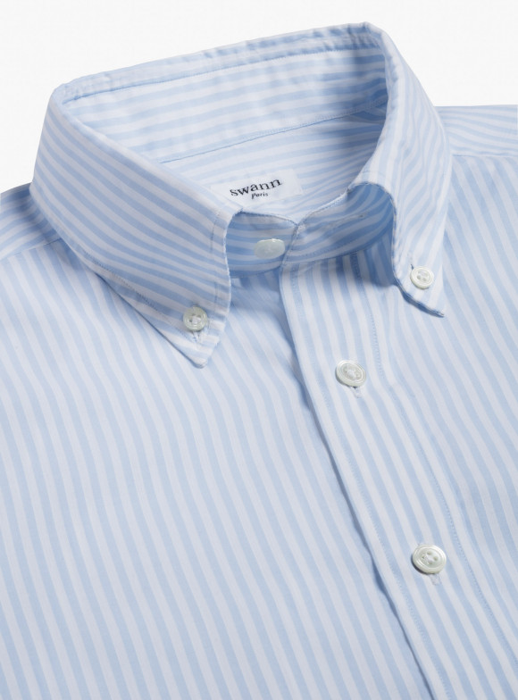Chemise Chambray Rayé Bleu