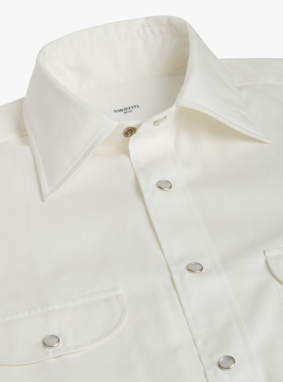 Chemise Denim Uni Blanc