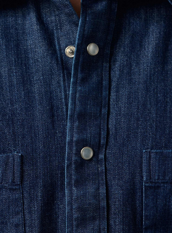 Chemise Denim Japonais Uni Bleu
