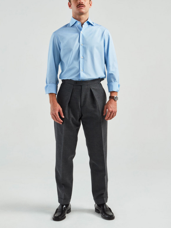 Chemise Fil à Fil Uni Bleu