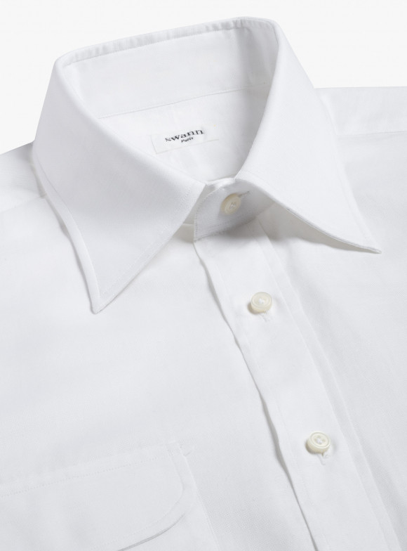 Chemise Lin Uni Blanc