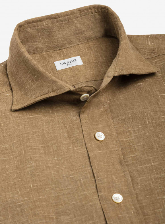 Chemise Lin Uni Beige