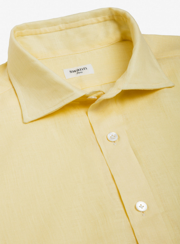 Chemise Lin Uni Jaune