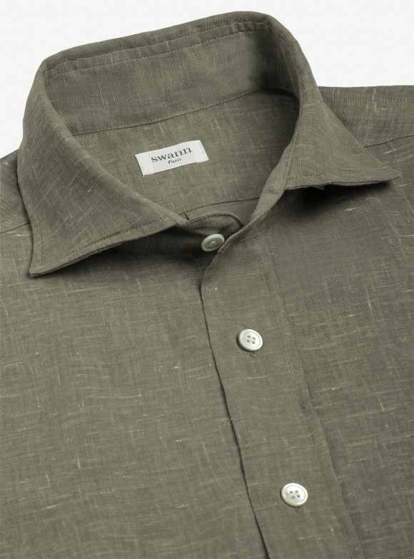 Chemise Lin Uni Vert