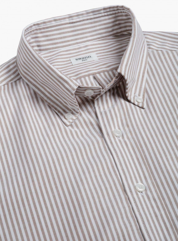 Chemise Oxford Rayé Marron