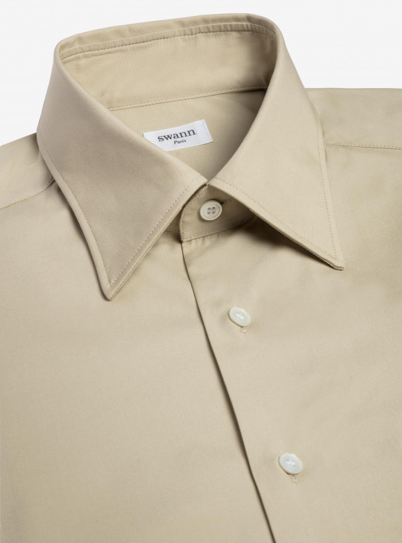 Chemise Popeline Uni Beige