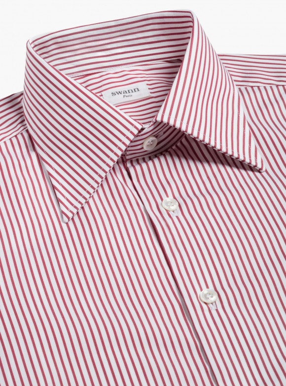 Chemise Popeline Rayé Rouge