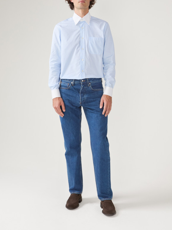 Chemise Popeline Rayé Bleu