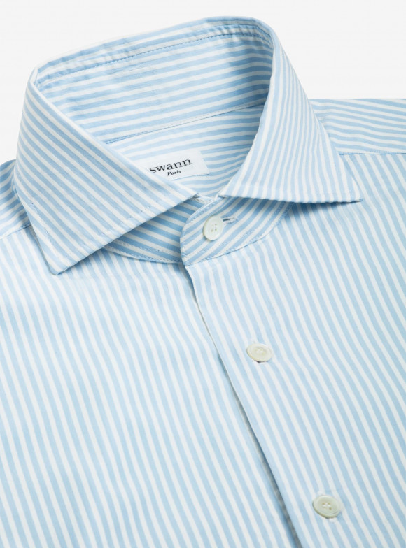 Chemise Seersucker Rayé Bleu