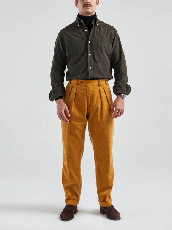 Chemise Velours Uni Vert