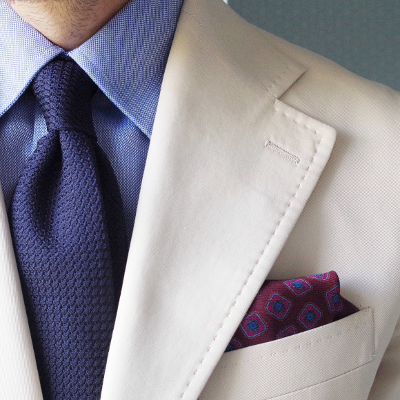 Cravate Bleue Grenadine de Soie « Garza Grossa »