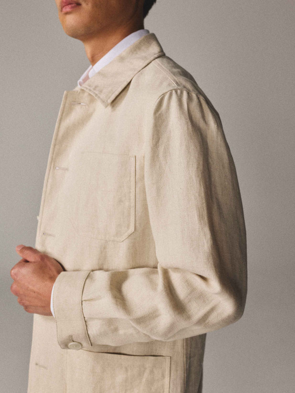 Veste de Travail Lin Beige