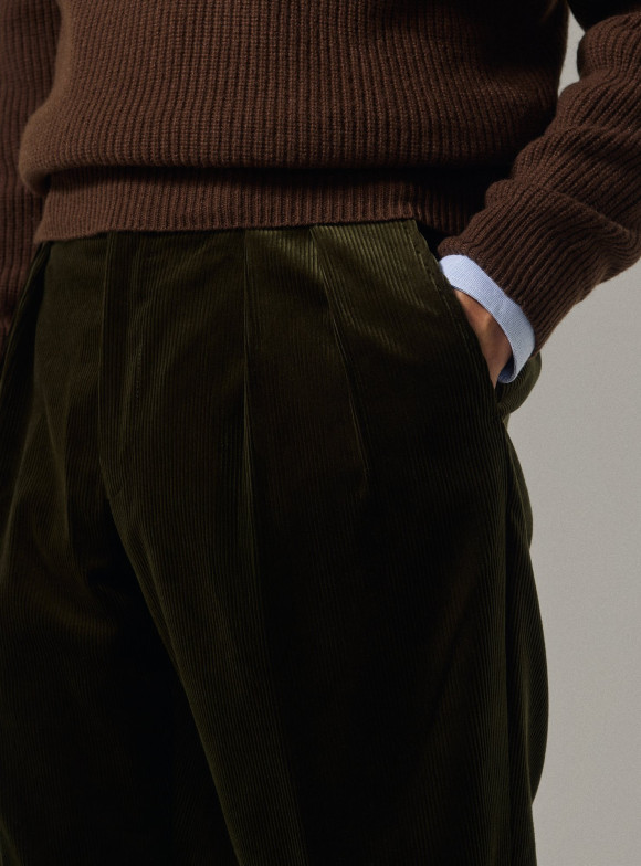 Pantalon Velours Olive