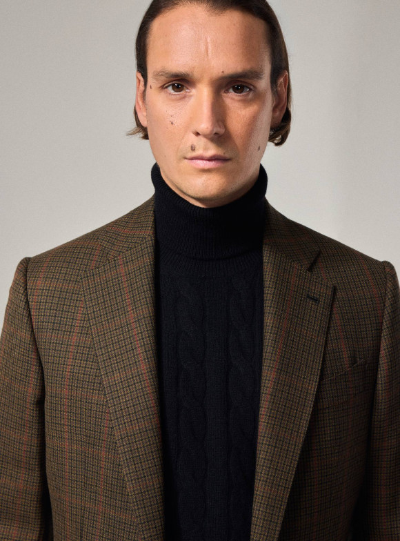 Pull Col Roulé Cable Knit Noir
