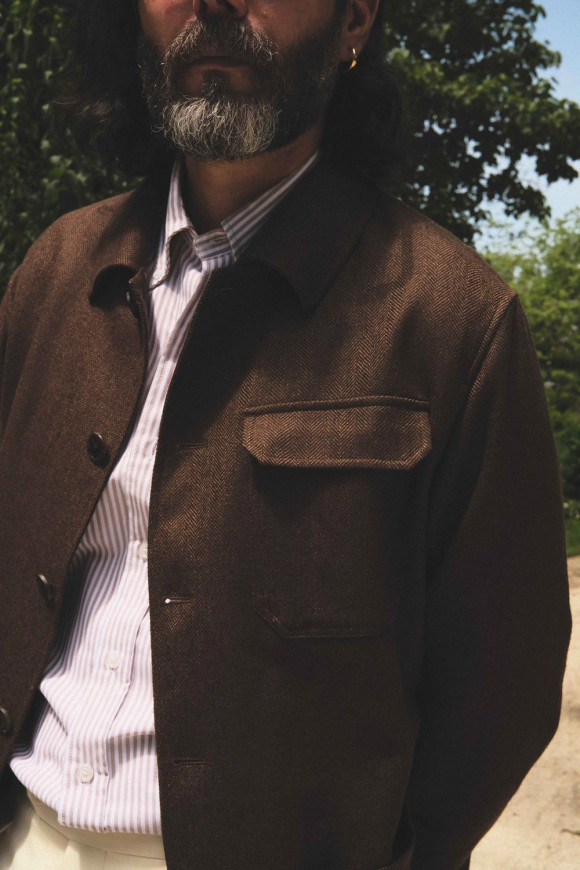 Veste de Travail Laine Lin Marron