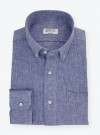 Chemise Lin Uni Bleu