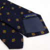 Cravate bleue à motif jacquard jaune