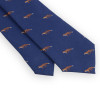 Cravate laine et soie bleue motifs chasse renard