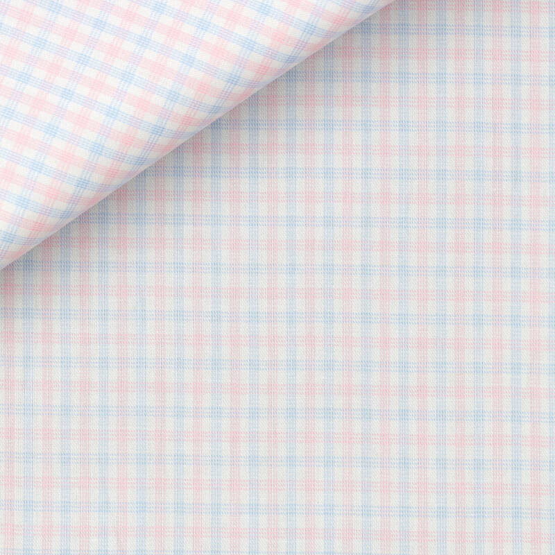 Twill Carreaux Bleu Rose
