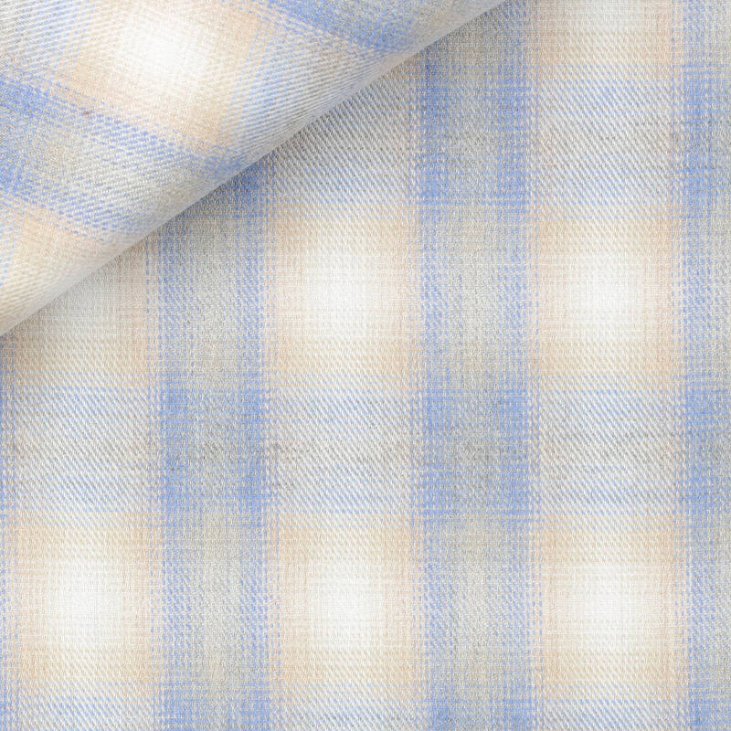 Twill Carreaux Bleu Beige
