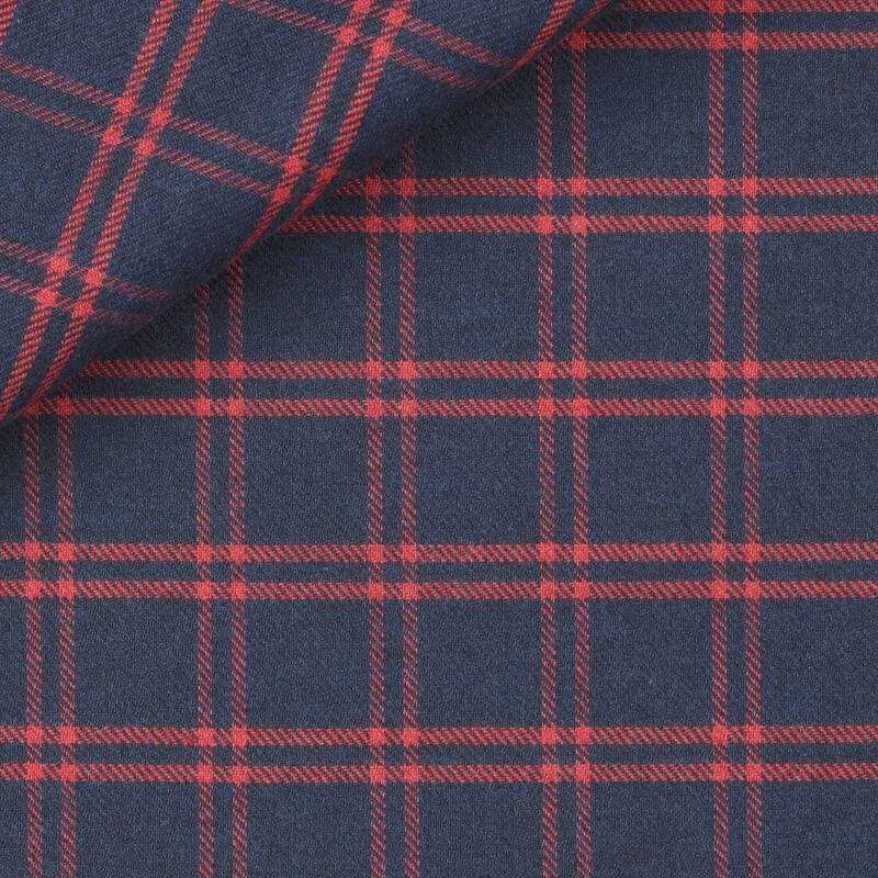 Twill Carreaux Bleu Bordeaux