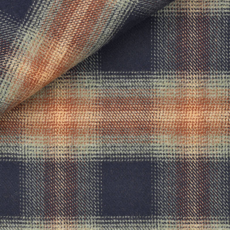 Twill Carreaux Marron Vert
