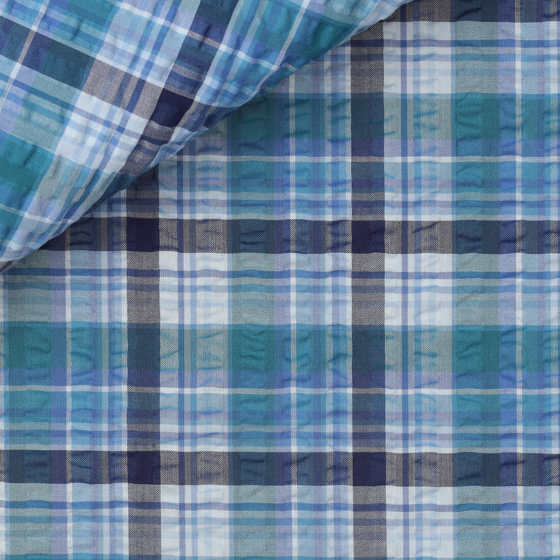 Seersucker Carreaux Bleu