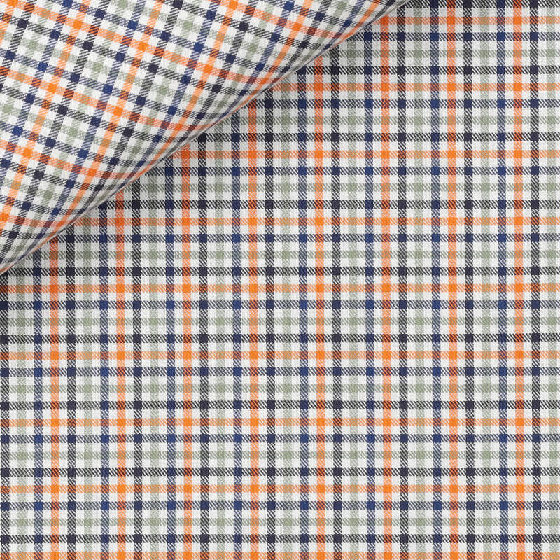Twill Carreaux Orange Bleu