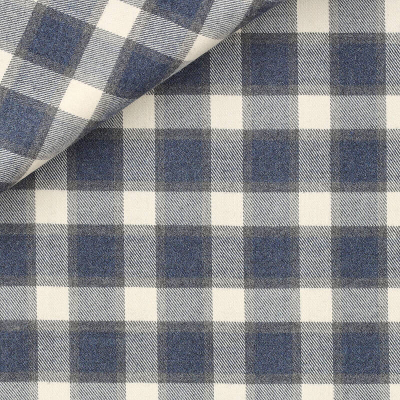 Flanelle Carreaux Bleu Gris