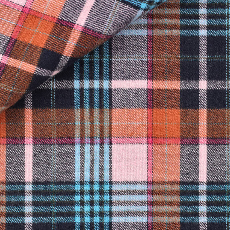 Flanelle Carreaux Orange Rose