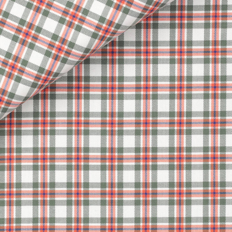 Twill Carreaux Orange Vert
