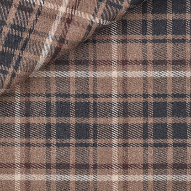 Twill Carreaux Beige Marron