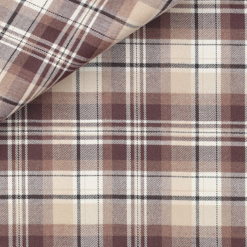 Twill Carreaux Beige Marron