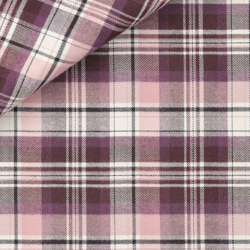 Twill Carreaux Bordeaux Rose