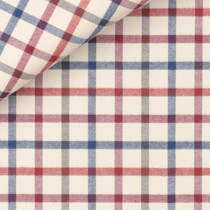 Twill Carreaux Bleu Bordeaux