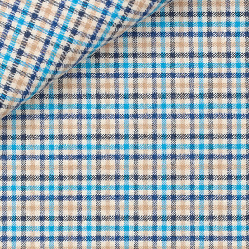 Twill Carreaux Bleu Turquoise