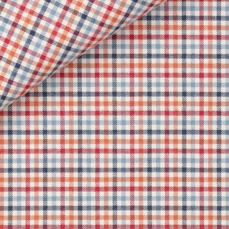 Twill Carreaux Bordeaux Bleu