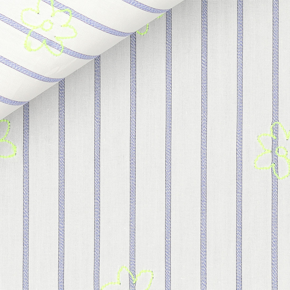 Embroidery Rayé Bleu