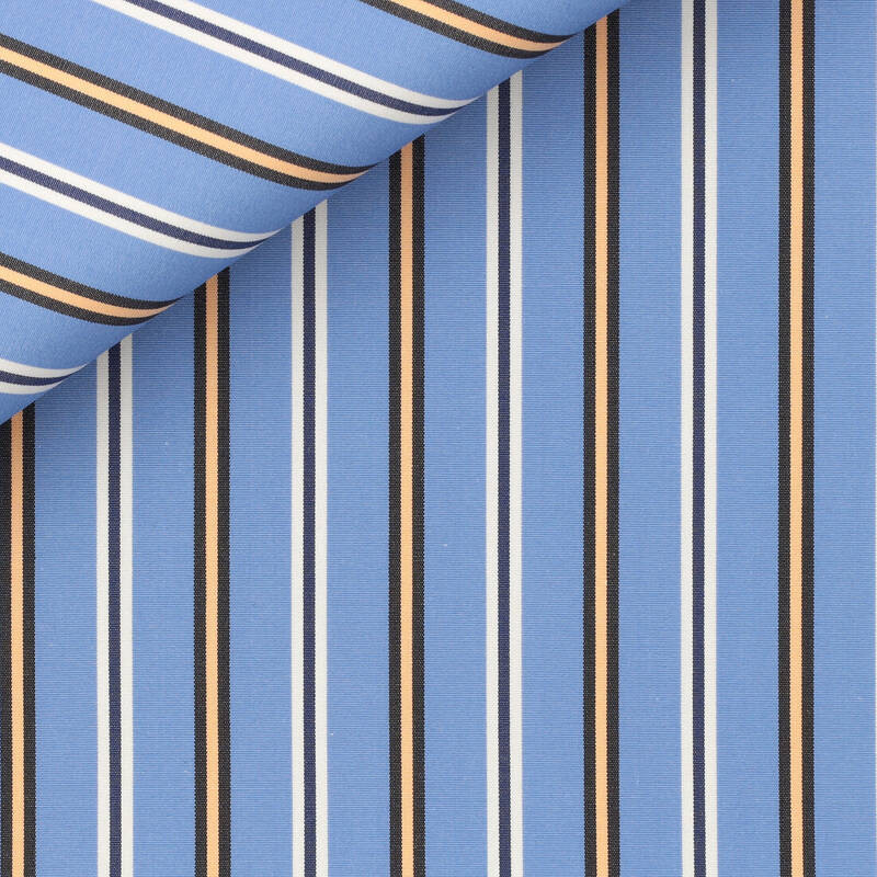 Popeline Rayé Bleu Jaune