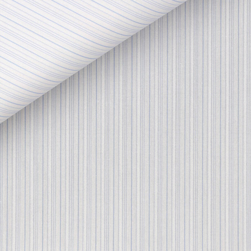 Popeline Rayé Bleu Rose