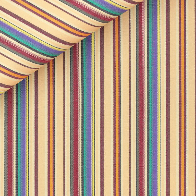 Popeline Rayé Jaune Bleu