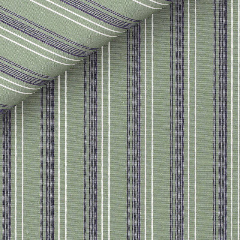 Popeline Rayé Bleu Gris